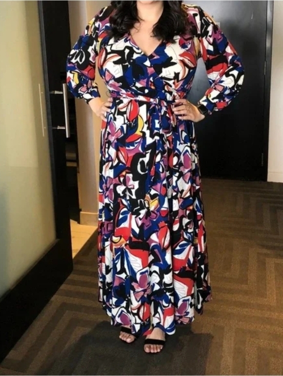 Eloquii Dresses & Skirts - ELOQUII - Faux Wrap Havana Floral Maxi Dress With Side Slit - Plus Size 18